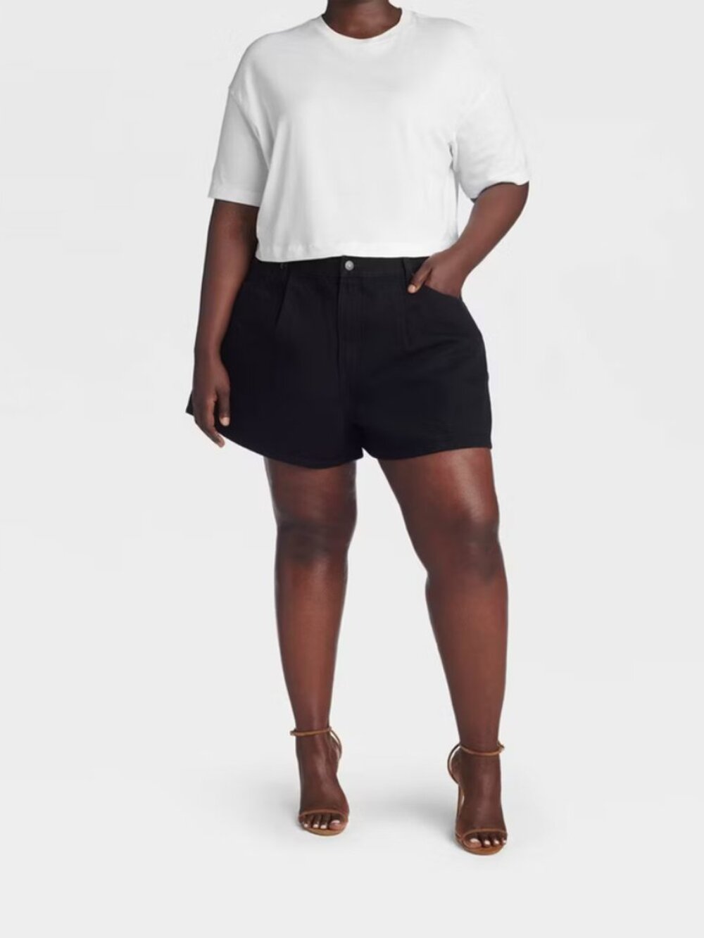 KBB by KAHLANA Women’s ‘The Pleated Denim Shorts’ - Black 12